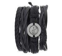 Mikikit Adjustable Leather Bracelet Set and Wax Wire 4pcs with Hand Woven Eight-diagram Design, Cowhide Material Fits Wrist Size, Fashion Simple Style for Women and Men on Occasion