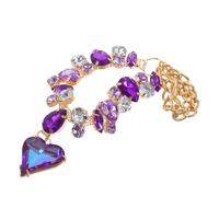 Mikikit Adjustable Purple Heart Pet Collar with Rhinestone Pendant for Small Dogs and Kittens - Puppy Bling Necklace Jewelry for Wedding and Everyday Wear