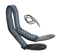 Mikikit Adjustable Ukulele Belt Sling for Comfortable Shoulder Neck Hanging Ethnic Style with Soft Cotton and Genuine Leather Material, Length Adjustable Design Simple Installation