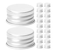 Mikikit Aluminium Threaded Screw Top Bottle Caps 100 Pieces 18Mm Leakproof Lids for Glass Jars, for Skincare and Beauty Touchups On-The-Go