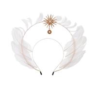 Mikikit Angel Headband Feathered Goddess Costume Accessory for Halloween Renaissance Party Wear Headpiece Wedding Tiara