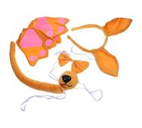 Mikikit Animal Ear Headband with Bowtie and Tail Prop, Comfortable Cloth Material, Cartoon Style, for New Years Eve Costume Party or Easter