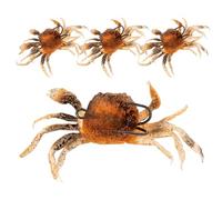 Mikikit Artificial Soft Crab Fishing Lures 3D 4Pcs with Hooks Reddish Brown Simulation Crab Bait for Sea and Freshwater Anglers
