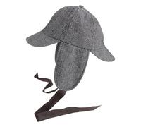 Mikikit Authentic Detective Style Double Brim Plaid Cloth Deerstalker Costume Hat Lightweight Sun Protection Accessory for Performance Costume and Gatherings Grey