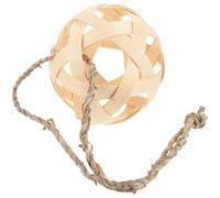Mikikit Bamboo Ball Shaped Feeder for Rabbits and Guinea Pigs, Beige Hanging Food Dispenser Designed to Vent Emotions and Fixed to Cage Side, Pet Toy for Small Animal Enrichment