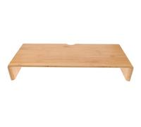 Mikikit Bamboo Monitor Stand Riser with Rustic Design for Home and Office Use, Simple and Good-looking Computer Display Height Increase Desk Organizer in Beige Colour