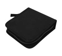Mikikit Black and Nonwoven Closure Smooth Zipper Material Design DVD Case Holder with 40 Capacity, Polypropylene Portable DVD Organizer for Travel and Movie