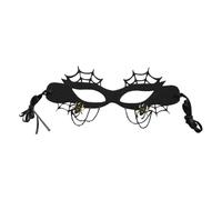 Mikikit Black Felt Half Face Spider Web Mask for Cosplay and Masquerade with Vivid Realistic Design and Rounded Corners, Elegant Festival Party Accessory