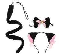 Mikikit Black Plush Cat Ear Headband for Women and Role Play