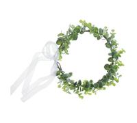 Mikikit Bohemia Green Flower Head Wrap with Lifelike Plants and Resin Garland, Travel Wreath Headpiece for Women, Photo Prop for Taking Pictures and Home Use