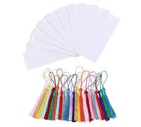 Mikikit Bookmarks Random Color Environmentally Friendly and Paper 48pcs DIY Blank Tassel Set, Easy to Colour Graduation and Teacher's Day for Students and Writers