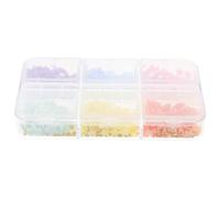 Mikikit Boxed 3d Floral Nail Charms with Pearls Acrylic Five-petal Flower Nail Decorations for Manicure Small 6-compartment Case