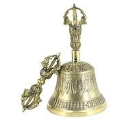 Mikikit Brass Decorative Bell with Pestle for Buddhist Meditation and Ceremony Supplies, Enhances Mind-body Awareness, Delicate and Beautiful Look for Decorative Use and Present
