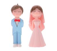 Mikikit Bride and Groom and Romantic with Unique Design 2 Pairs Cake Topper Figurines Made of Sturdy Pvc Reusable and Easy to Place for Indoor Weddings and Photo Booth Props