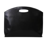 Mikikit Briefcase Handbag Pu Leather Attache Case Large Capacity with Comfortable Handle Simple Retro Style Black for Business Activities and Working Suitable for USB Cable and Notebooks