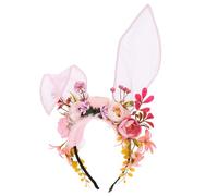 Mikikit Bunny Ears Headband for Women with Comfortable Wearing Experience and Adjustable Size, Realistic Cloth Bunny Ear Headpiece for Parties and Events
