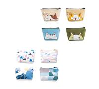 Mikikit Canvas Coin Purse 8pcs with Adorable Appearance and Simple Design Easy to Carry Mini Storage Bag Preventing Items from Falling for Travel and Shopping