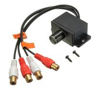 Mikikit Car Volume Control Knob with 2 Rca Connectors Inline Bass Amplifier Gain Level Remote for in-Car Audio System Adjustment