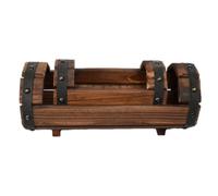 Mikikit Carbonized Wood Half Barrel Planter 2Pcs Set Rustic Outdoor Wooden Flower Boxes for Patio and Home Garden, Small Large Plant Containers