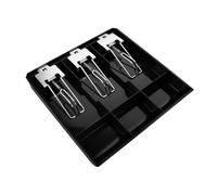 Mikikit Cash Register Insert Tray with Stainless Steel Clip Portable Cash Drawer with Coin and Bill Compartments for Organized Money Storage