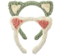 Mikikit Cat Ear Headbands with Supple Fixing Feature for Women Makeup and Face Washing 2 Pcs Soft Fabric Hairbands for Skincare and Spa Use