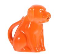 Mikikit Ceramic Animal Milk Jug with Handle, Orange Dog-Shaped Coffee Creamer Pitcher, Small Kitchen Milk Frother Cup for Coffee and Cream Serving