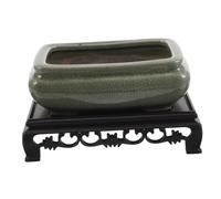 Mikikit Ceramic Bonsai Pot with Base for Indoor Plants Lotus Bowl Planter for Succulents Small Leaf Redwood Asparagus Fern Pothos Versatile Airflow Hydroponic Plant Container Decorative