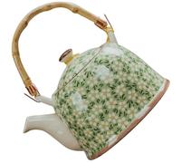 Mikikit Ceramic Japanese Teapot with Handle and Removable Strainer Mesh, Large Capacity Green Plum Teapot for Home, Restaurant, and Guesthouse Tea Brewing