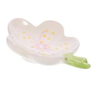 Mikikit Ceramic Soap Dish Flower Design Hand Soap Holder White Porcelain for Bathroom Countertop Vanity