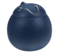 Mikikit Ceramic Tea Canister Tea Storage Canister Fortune Cat Pattern Simple Style Airtight Seal Isolates outside Air Home and Restaurant Use