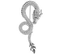 Mikikit Chinese Zodiac Dragon Brooch Pin in Silver Copper Detailed Workmanship and Vivid Image, Stylish Dragon-shaped Design for Business and Wedding Accessories