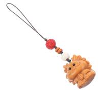 Mikikit Chinese Zodiac Dragon Keychain Pendant in Sandalwood with Auspicious Dragon Carving, Cute Phone Strap Charm for Women, Backpack and Handbag Ornament, Unique Phone Decoration
