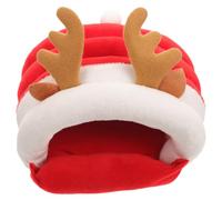 Mikikit Christmas Deer Shape Hamster Nest Warm Winter Bed for Small Pets Rabbits with Wear-resistant Pp Cotton Material and Cute Design, for Cozy Indoor Use