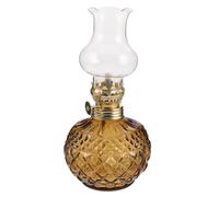 Mikikit Classic Kerosene Lamp Lantern with Glass Chimney and Adjustable Flame, Vintage Coffee- Oil Lamp for Living Room Decor and Emergency Lighting, Retro Iron and Glass Material