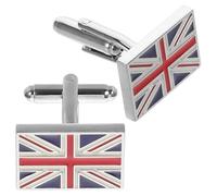 Mikikit Classic Uk Flag Cuff Links for Men, 1 Pair Brass Metal Business Suit Accessories with Replaceable and Easy to Use Features, Stylish Union Jack Design for Formal and Casual Wear