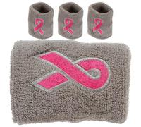 Mikikit Compressed Wrist Protectors Sweat-Absorbing Wristbands 4Pcs Pink Ribbon Breast Cancer Awareness Fitness Wrist Supports Breathable for Basketball and Exercise Random Color