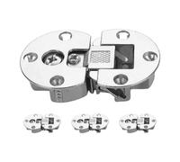 Mikikit Concealed Adjustable Cabinet Door Hinges 4Pcs Silent Flush Hinge Large Silver for Kitchen Cupboards and Specialty Tables Smooth Flip Action
