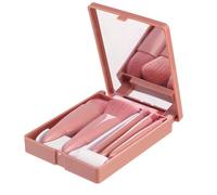 Mikikit Cosmetic Lightweight Plastic to Carry Fiber Easy Wool 5pcs Portable Makeup Brush Set with Mirror Brushes for Travel Face and Eye
