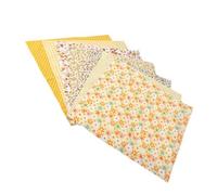 Mikikit Cotton Fabric Squares Craft Cloth Bundle 7pcs Floral Pattern for Yellow Suitable to Develop Creativity and Imagination for DIY Crafts and Sewing DIY Crafts and Sewing