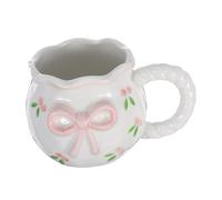Mikikit Creative Bowknot Ceramic Coffee Mug with Handpinched Bow Sturdy Porcelain Cup for Espresso Tea Milk Daily Capacity for Office Home Cafe Unique Novelty Friends and Coffee Lovers