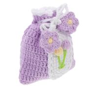 Mikikit Crochet Drawstring Pouch Small Coin Purse Handmade Mini Tulip Bag Ladies Small Purse for Party Treats and Earphone Storage