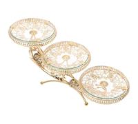 Mikikit Crystal Glass Fruit Display Tray Luxury Golden Dessert Storage Tray Cake Stand Candy Snack Serving Plate for Parties and Home