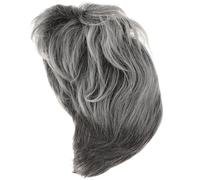 Mikikit Decorative Wig Cap, Grey Wig Cap, High Temperature Fiber, Realistic and Supple, Women and Elderly, for Show and Fancy Makeup
