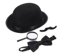 Mikikit Detective Costume Set for Boys and Girls Modern Cosplay Outfit Accessories Includes Detective Hat Magnifying Glass Bowtie for Parties and Pretend Play