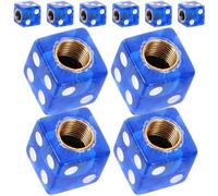 Mikikit Dice Valve Stem Caps for Car Tires 10Pcs Blue Plastic Covers Suitable for Motorbikes Prevent Dust and Contaminants