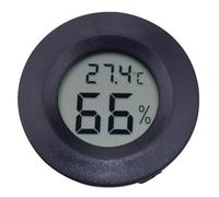 Mikikit Digital round Acrylic Hygrometer Thermometer for Reptile Pet Terrarium Temperature Humidity Meter Embedded Electronic Black for Vivarium and Home Use