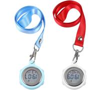 Mikikit Digital Stopwatch with Buckle Webbing Lanyard Portable Pocket Watch for Nurses Doctors Students Referees Large Screen Electronic Timer