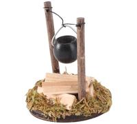 Mikikit DIY Mini Outdoor Pastoral Hanging Stove Dollhouse Ornament, Light Brown Miniature Hanging Furnace Craft for Dollhouse Garden Accessories