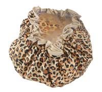 Mikikit Double-Layer Leopard Print Shower Caps 2Pcs PEVA Waterproof Elastic Bath Caps for Women Hair Salon and Home Use