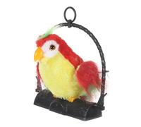 Mikikit Electric Recording Talking Parrot Toy Interactive Boy Girl Educational Hanging Decoration Soft Mimics Speech Moves Wings Fun Ages and up Red No Batteries